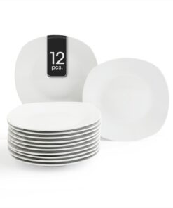 Dessertteller 12er Set Eckig 19,5 x 19,5 cm Porzellan Weiß - Spülmaschinengeeignet