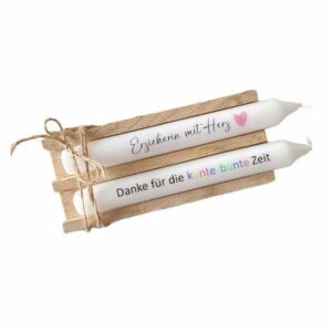 AWASG Geschenkkerze Danke Erzieherin 2er Set - Abschluss Kita Kindergarten - Kerzentattoo Stabkerze