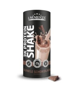Layenberger 3K Protein Shake Dunkle Schokolade - Hoher Eiweißgehalt, geringe Kohlenhydrate, 9 g Zucker, 360 g Packung -
