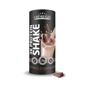 Layenberger 3K Protein Shake Dunkle Schokolade - Hoher Eiweißgehalt, geringe Kohlenhydrate, 9 g Zucker, 360 g Packung -