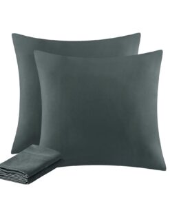 Aisbo Anthrazit Kopfkissenbezug 80x80 für Weichschlaf und Bügelfreikeit mit Reißverschluss - OEKO-TEX STANDARD 100 Ais