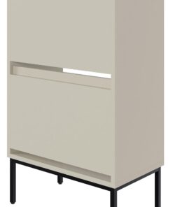Selsey 50 cm 2 Klappen Schuhregal für Schuhaufbewahrung Stehend Graubeige mit Schwarzen Beinen Bemmi