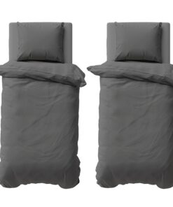 Visaggio 4-teilige Anthrazit Bettwäsche für Schlafzimmer Einfarbig