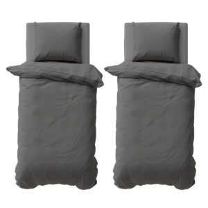 Visaggio 4-teilige Anthrazit Bettwäsche für Schlafzimmer Einfarbig
