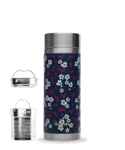 Qwetch Hanami Blau Teekanne mit Thermoskanne - 400 ml - BPA-frei, wiederverteilbar & thermale Haltbarkeit - Ideal für Te