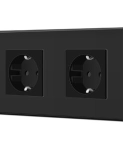 BSEED 2 Fach Schuko Steckdose EU-Standard Grauewand Kristall Glas Platte 16Amp 250 V Verlängerungssteckdosen 157mm Schwa