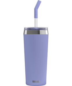 SIGG Isolierbecher Helia - BPA-frei, 18/8-Edelstahl, 0,45L/0,6L - Mit wiederverwendbarem Glastrinkhalm & Reinigungsbürst