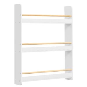 SONGMICS Kinder Bücherregal GKR013W02 - 3 Ebenen, Spielzeugregal, weiß-naturfarben für Kinderzimmer