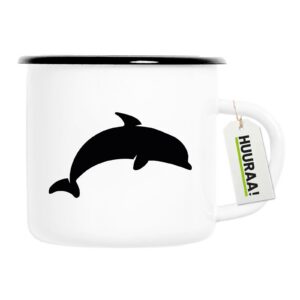 HuuraaVintage Emaille Tasse Delfin Silhouette Geschenk 300ml
