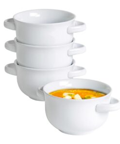 UNICASA Bouillontassen für 4 Personen + Porzellan Suppenschalen mit Henkel - Set 4x650ml