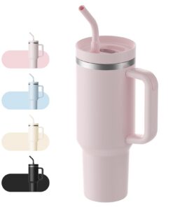 LEIKEEGO Thermobecher mit Strohhalm | Praktisch für Büro und Outdoor | Spülmaschinenfest | Rosa | 1.2 L Trinkflasche mit