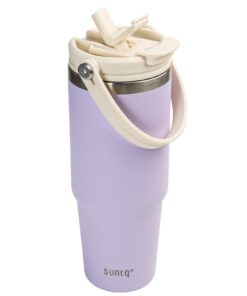 SUNTQ 850ml Tumbler, Isolierte Edelstahl mit Flip Stroh, praktisch für Reisen und Sport(Lila) SUNTQ 850ml Isolierte Ed