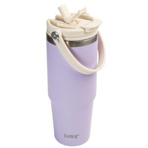 SUNTQ 850ml Tumbler, Isolierte Edelstahl mit Flip Stroh, praktisch für Reisen und Sport(Lila) SUNTQ 850ml Isolierte Ed