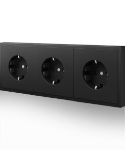 BSEED Schwarz Matt Wandsteckdose Kinder_sicherung C-Serie 3 Fach 220mm Horizontal Montage