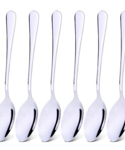 Qinglele Edelstahl 304 Suppenlöffel, Esslöffel und Tafellöffel, 20,6 cm, Set von 6ücken, hochwertig und praktisch fürs A