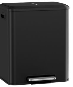 LIFERUN 2-Fach-Mülleimer Softclose Deckel für Küche Schwarz 2 x 15 L Singel-Wohnung Mülltrennsystem Inneneimer Abnehmbar