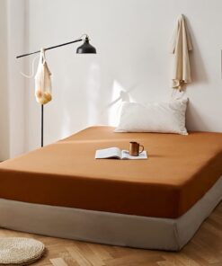 Lanqinglv Spannbettlaken Karamell Braun für Boxspringbetten 110g/m² Weiche Jersey Topper, 180x200 cm bis 25-30 cm Stehho