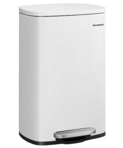 SONGMICS Küche Mülleimer 50 Liter Softclose Fußpedal_white LTB101W01