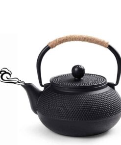 Japanische Gusseiserne Teekanne 600ml Schwarz mit Edelstahl-Siebeinsatz