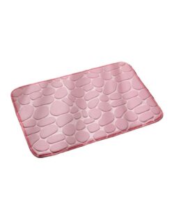 WEOKDFHA Super Absorbent Antislip Badezimmermatte fürExposed Areas Cobblestone Embossungceed Drainagepek Hemmetric Pink
