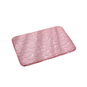 WEOKDFHA Super Absorbent Antislip Badezimmermatte fürExposed Areas Cobblestone Embossungceed Drainagepek Hemmetric Pink