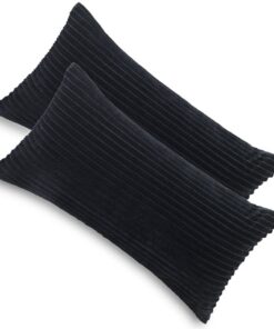 **2er Set Kissenbezug im Doppelpack für Cashmer Touch Fleece, ideal für Sofakissen und Kopfkissen - Farbe: Schwarz, Grö