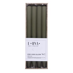 DONAU HOME Lange Stabkerzen Unparfümiert - 30 x Ø 2,5 cm - Gerippt/Khaki Farbe - 4 Stück