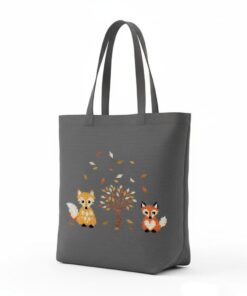 Delindo Lifestyle Kreuzstitch Herbst Fuchs Stickset für Erwachsene, Einkaufstasche in Grau und Stickpackung 44x37 cm, Mu