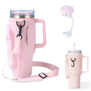 Stanley Cup-Zubehör, 2 Sets, inkl. Strohhalm-Abdeckung, Tragetasche mit Telefontasche, verstellbarer Schultergurt, perfe