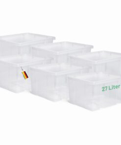 Novaliv 6x Transparente Aufbewahrungsboxen fuer Küche und Speicher | Novaliv 27L BPA-frei Kunststoffboxen fuer Essenzsp