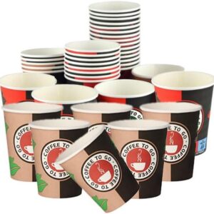 Lauroo 500 Stück Kaffeebecher – TO GO 200 ml, 8 oz Einweg Coffee to Go Becher fürOutdoor Nutzung mit Suchbegriffe wie "K