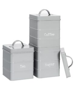 Harbour Housewares Vintage Metall Tee Kaffee Zucker Kanister Grau - Küche
