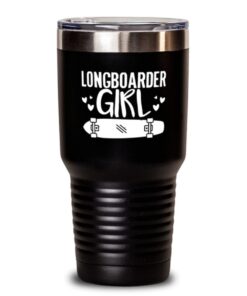30oz Isoliert Edelstahl Tumbler Lustig Longboarder Mädchen Longboard