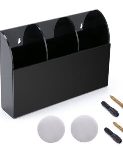 SUMTree Halterung für Fernbedienungen - Schreibtisch-Organizer mit Acryl, 3 Fächer (Schwarz) - Wandmontage