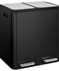 STEELSØN Epsilon Küchenmülltrennsystem 2x15L Edelstahl Schwarz - Soft-Close-Deckel & Recycling-Funktion