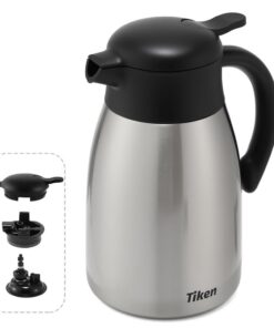 Tiken 2L Thermoskanne, Doppelwandig Vakuumisoliert für Haltbarkeit, Ideal für Büro & Zuhause, EasyClean & Leakproof Desi