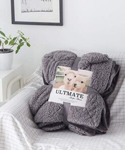Devola Sherpa Kuscheldecke flauschig super dick wendbar 100x120cm Grau