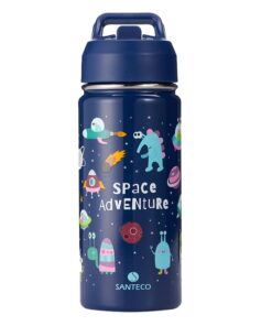 SANTECO Kinder Edelstahl-Trinkflasche Alien 500ml BPA-frei, einfach zu säubern, thermisch stabil, für Schule und Kinderg