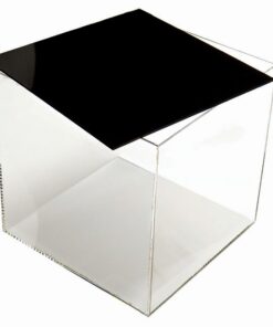 Schwarzer Acrylbox mit Deckel/Boden, Größe: 30x30x30 cm, glasklar Behälter mit 5 transparenten Seiten - Deutscher Herste