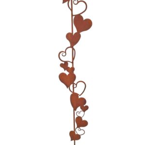 Bornhöft Edelrost Gartenstecker Herzen – Wetterfest & Stabil für Garten & Terrasse, Romantische Rostoptik, 116cm