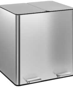 STEELSØN Mülleimer 2 Fächer Küche – Edelstahl, Soft-Close & Geruchsfilter – 2x15 Liter Recycling & Restmüll Tretmülleime