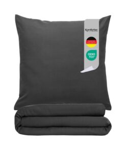 Komfortec Premium Superweiches Bettwäsche 155x220 cm + 80x80 cm Kissenbezüge, gebürstet 100% Mikrofaser, Anthrazit OEKO-
