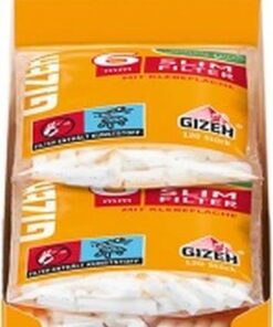 GIZEH Slim Filter - 6mm Durchmesser - mit Klebefläche für besseren Halt - 20er Pack á 120 Filter, 15mm Länge, wieder ver