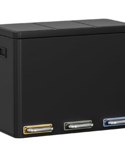 Clevich Mülltrennsystem 3×15L Schwarz - Stahlbau, farbcodierter Soft-Close-Mülleimer für Küchen, robuste Abfallorganisat