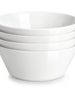 MALACASA Serie REG Salatschüssel Set Weiß 4er Pack 1050ML Porzellansuppe Groß_SET_'Suppe in Porzellan'_US