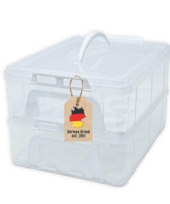 Kuchenbox Behälter für Transport - 2 Etagen - Kunststoff - Weiß - 36.1 x 26.1 x 21.2 cm - Cupcake-Transportbehälter