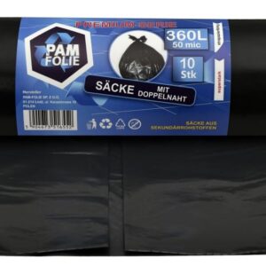Müllsäcke 360L XXL - Extrastark - Bauschuttsäcke - Schwarz - 50µm - 10 Stück