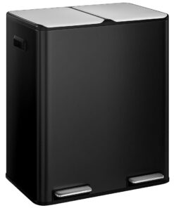 STEELSØN Elyron 2-Fach Mülltrennsystem Küche – Edelstahl, Schwarz – 2x30L, Tretmülleimer mit Soft-Close & Geruchsfilter
