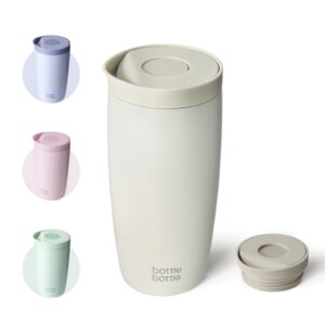Thermobecher 500ml Grau - Premium doppelwandiger Isolierbecher aus Edelstahl, BPA-frei, Quick-Press-Verschluss, auslaufs