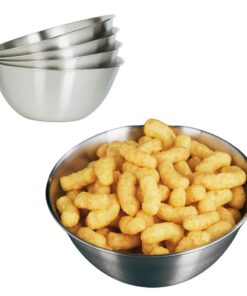 Marzoon Edelstahl Schüsseln Set – Stapelbare Metall Schalen für Salat, Snacks & Dips (4 Stück Ø 18 cm) Marzoon Edelsta